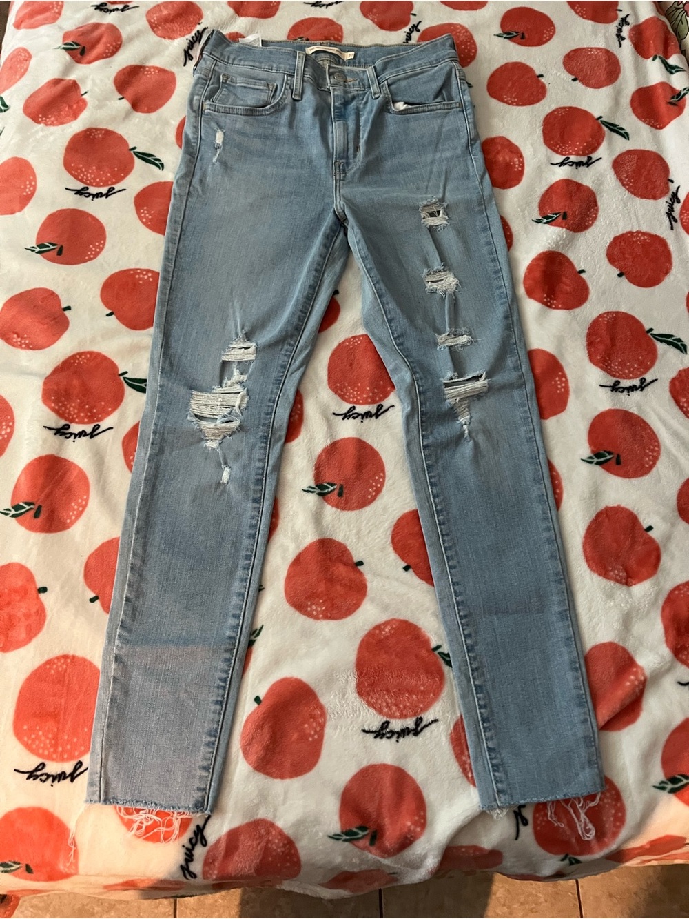 Light Blue Distressed Women's Skinny Jeans